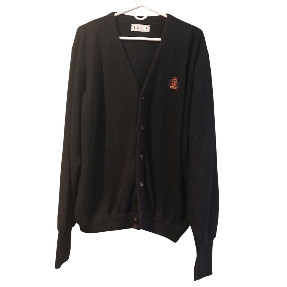 Vtg 90s IZOD Mens Dark Blue Cardigan Sweater XL V Neck Button Up Acrylic